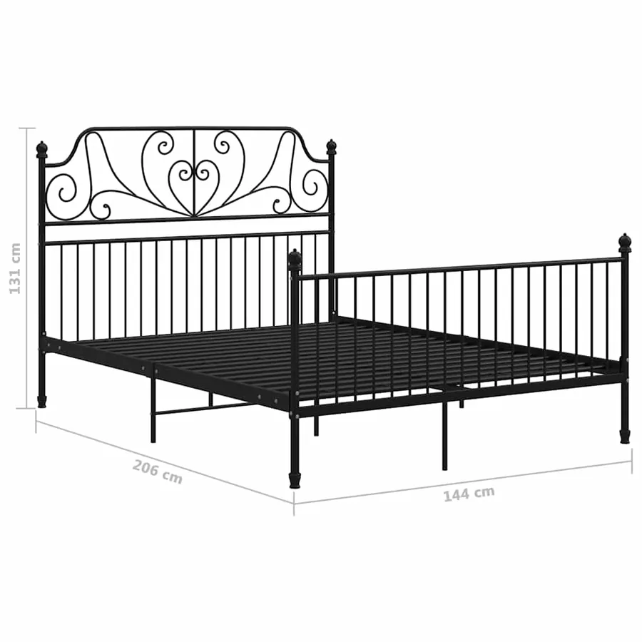 Cadre de lit sans matelas noir métal 140x200 cm - 6
