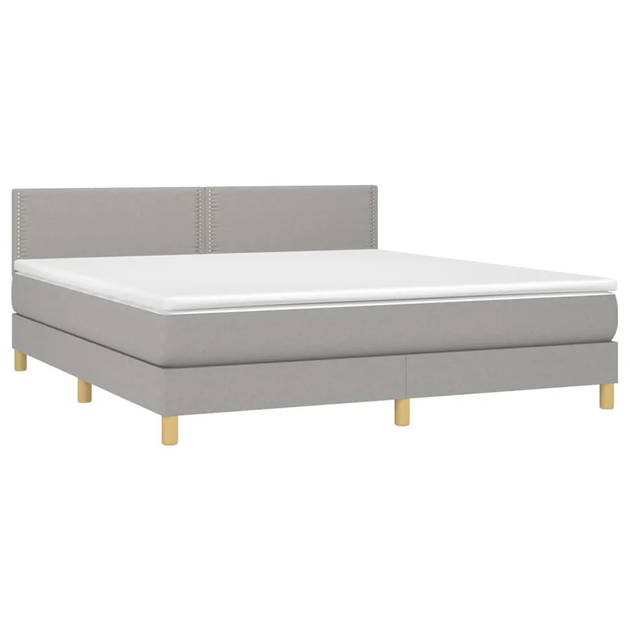 Sommier à lattes de lit et matelas et LED Gris clair 180x200 cm - 4