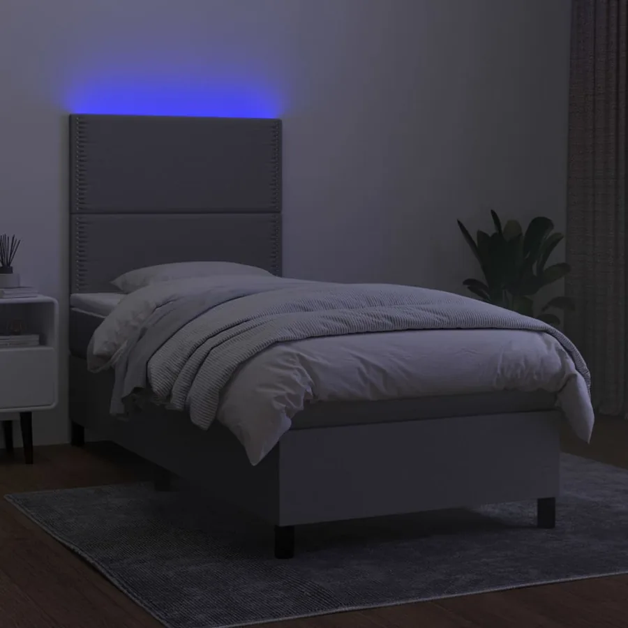 Sommier à lattes de lit avec matelas et LED Gris clair 90x200cm - 4