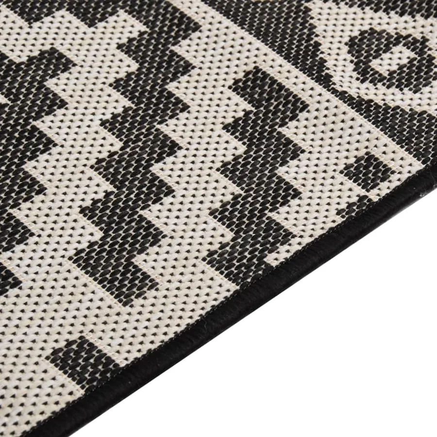 Tapis à tissage plat d'extérieur 140x200 cm Rayures noires - 4