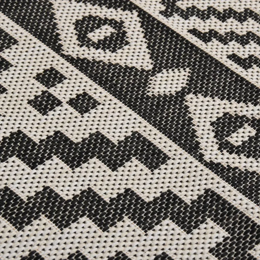 Tapis à tissage plat d'extérieur 140x200 cm Rayures noires - 5