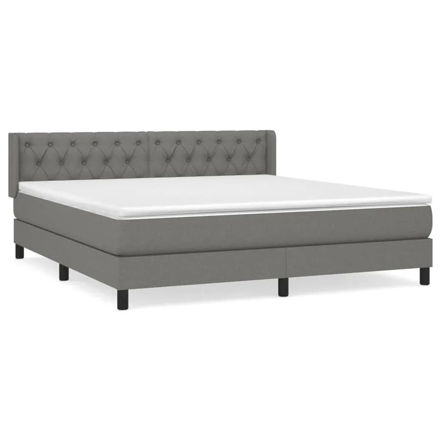 Sommier à lattes de lit avec matelas Gris foncé 160x200cm Tissu - 2