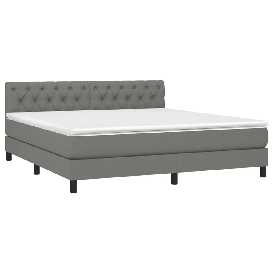 Sommier à lattes de lit et matelas et LED Gris foncé 160x200 cm - 3