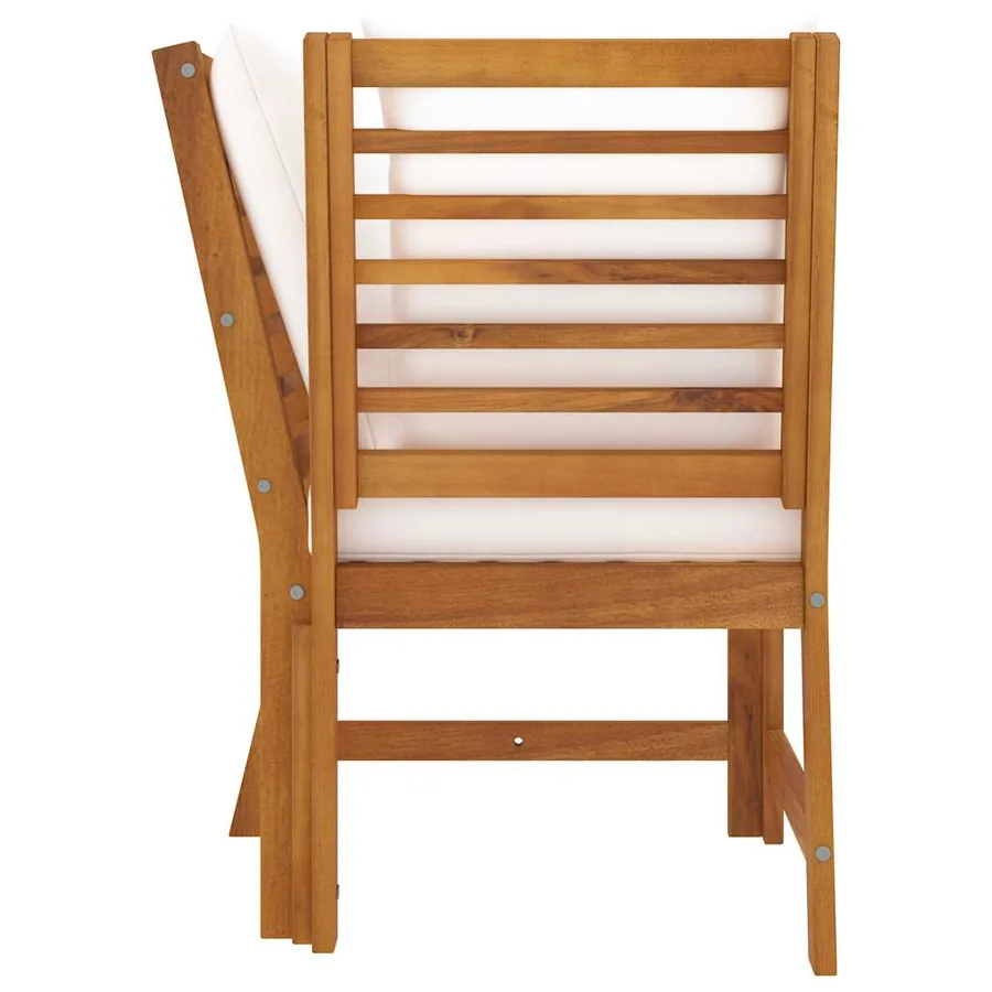 Canapé d'angle sectionnel et coussin crème Bois d'acacia massif - 4