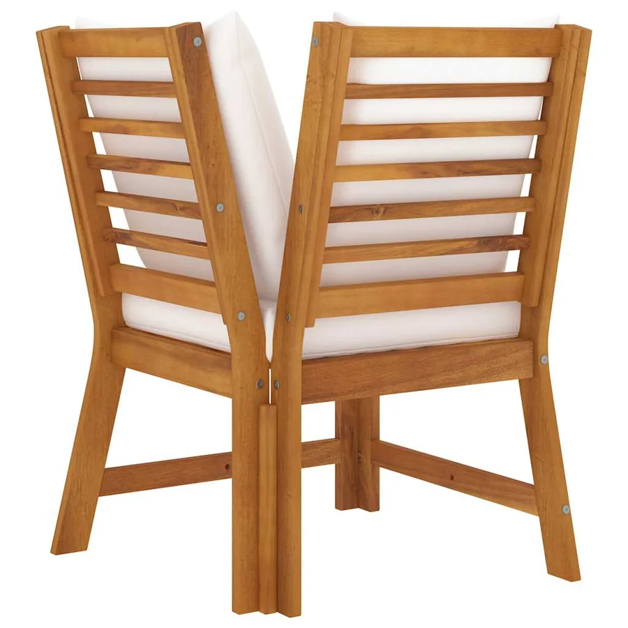 Canapé d'angle sectionnel et coussin crème Bois d'acacia massif - 5