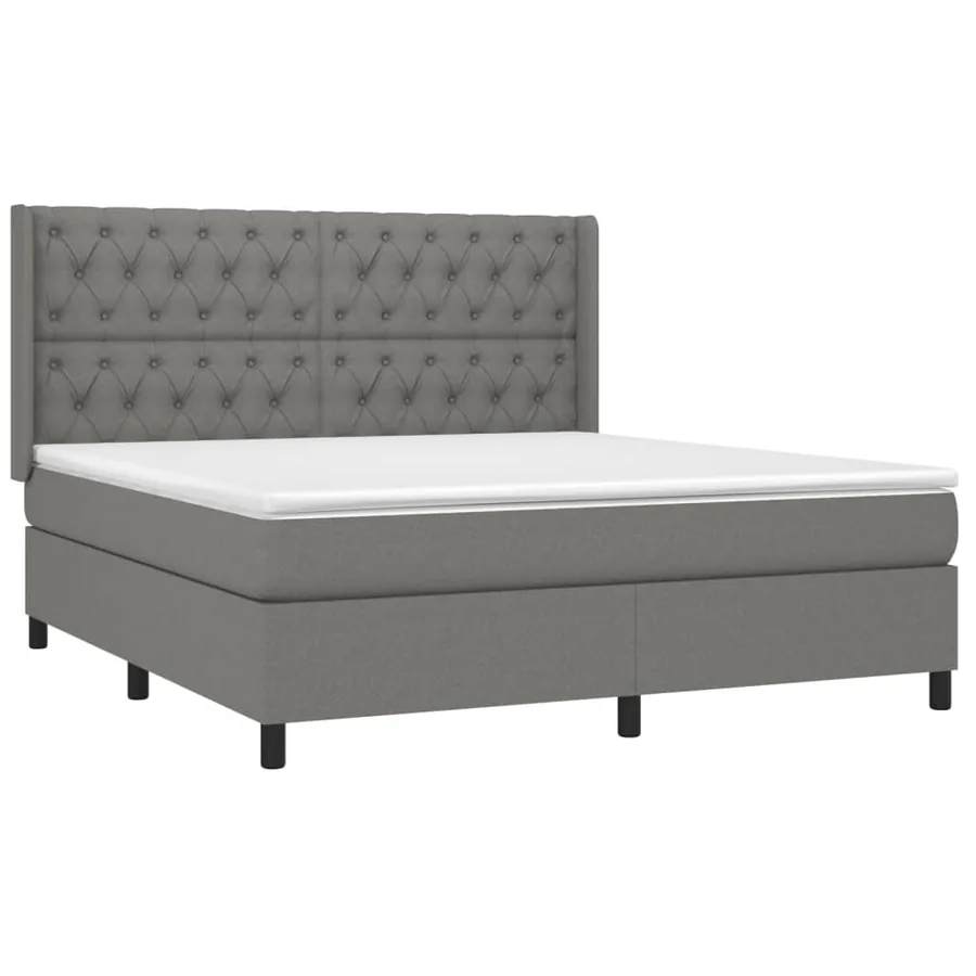 Sommier à lattes de lit matelas LED Gris foncé 160x200 cm Tissu - 4