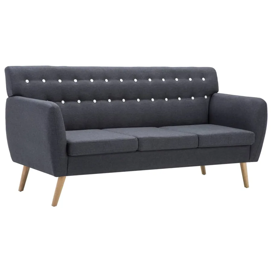 Canapé à 3 places Revêtement en tissu 172x70x82 cm Gris foncé - 2