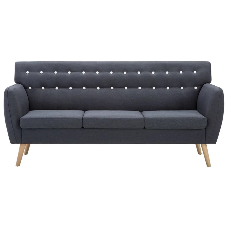 Canapé à 3 places Revêtement en tissu 172x70x82 cm Gris foncé - 3