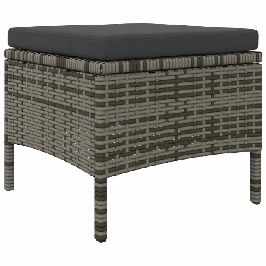 Canapé de jardin 2 places avec table et tabourets gris rotin - 7