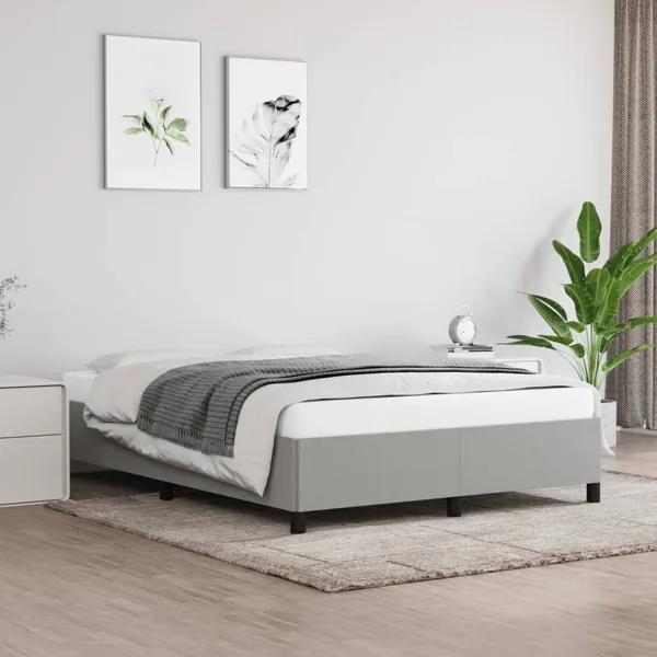Cadre de lit sans matelas gris clair 140x200 cm tissu