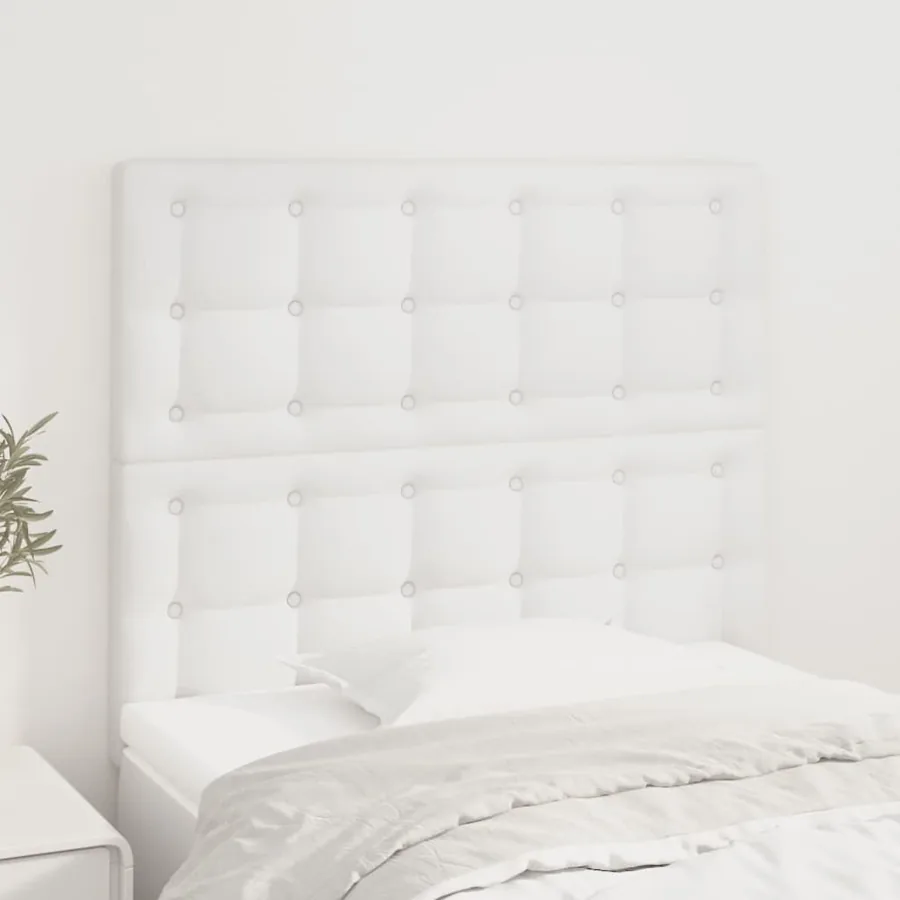 Tête de lit blanche 80 x 5 x 118/128 cm similicuir