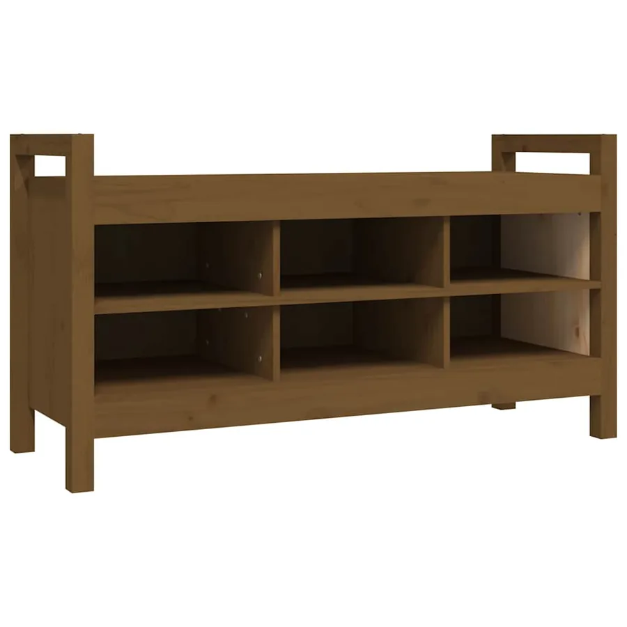Banc d'entrée Marron miel 110x40x60 cm Bois de pin massif - 2