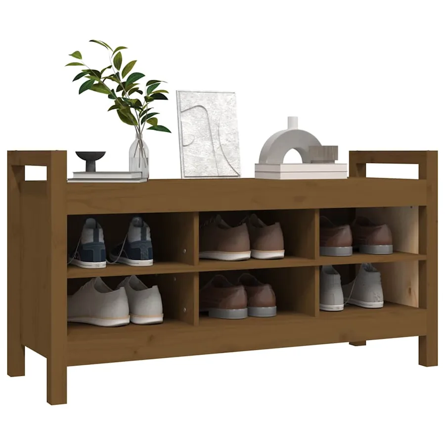 Banc d'entrée Marron miel 110x40x60 cm Bois de pin massif - 6