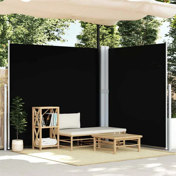 Auvent latéral rétractable Noir 200x600 cm