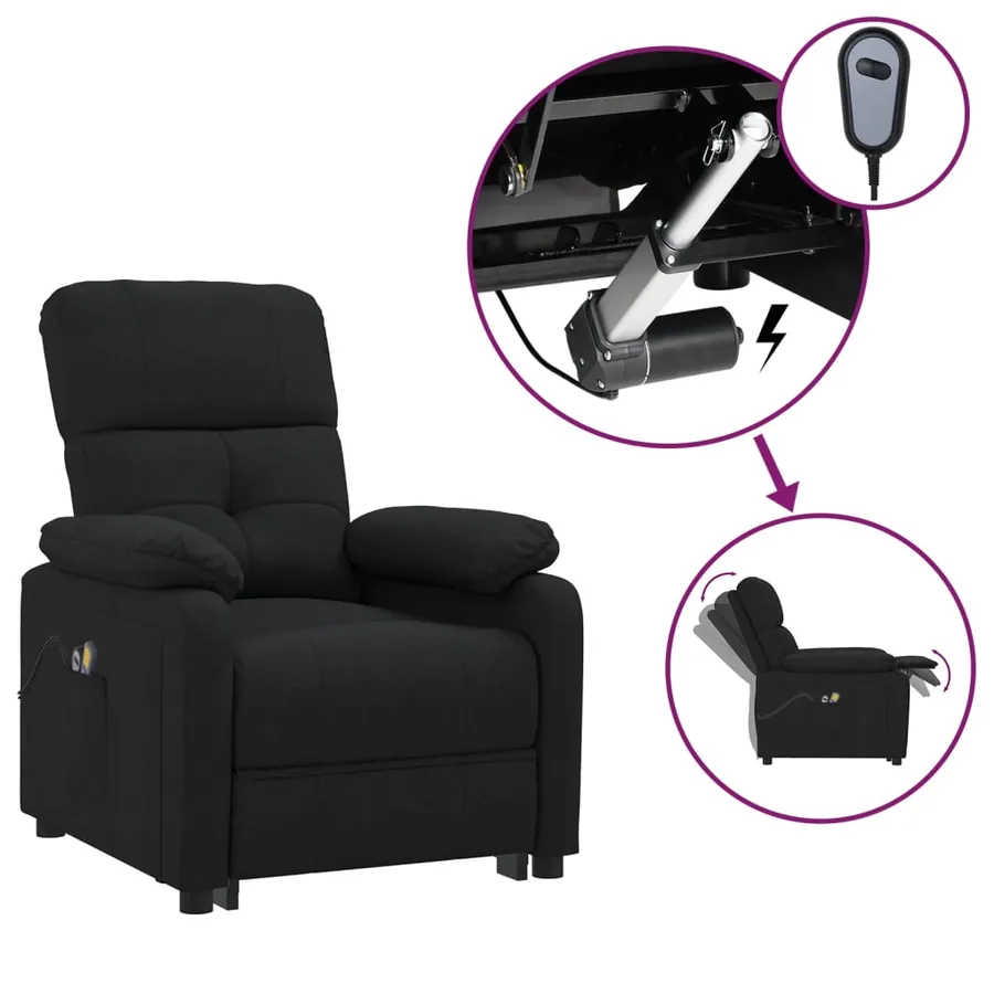 Fauteuil électrique de massage Noir Tissu - 2
