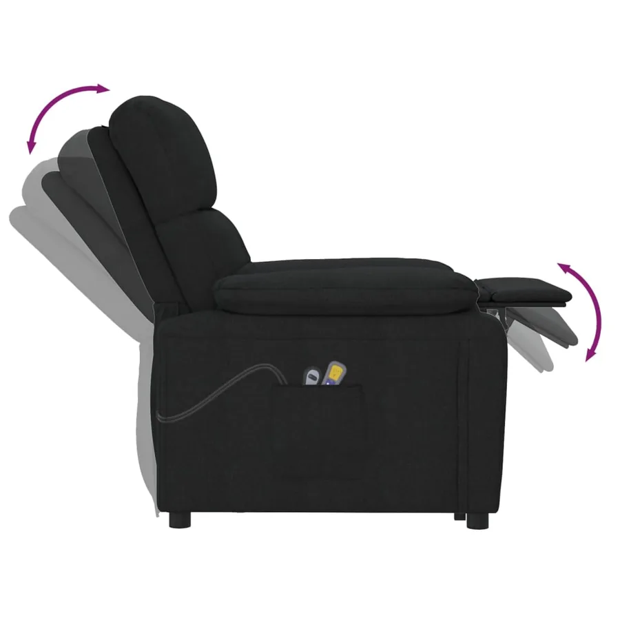 Fauteuil électrique de massage Noir Tissu - 8