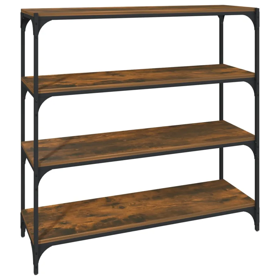 Bibliothèque Chêne fumé 100x33x100cm Bois d'ingénierie et acier - 2