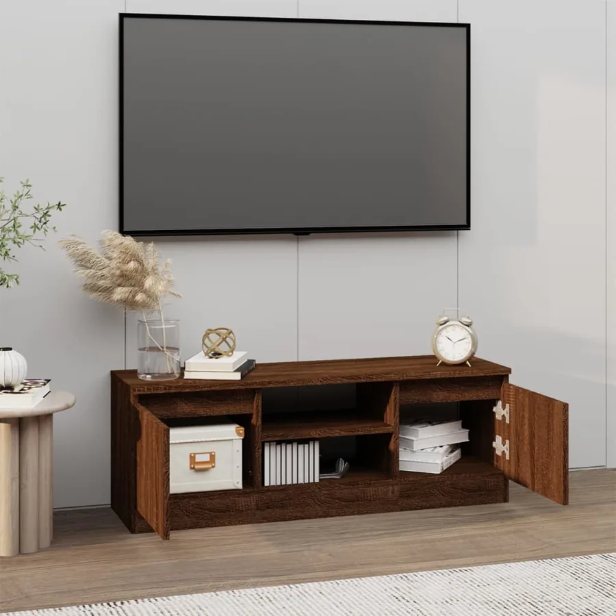 Meuble TV avec porte Chêne marron 102x30x36 cm - 3