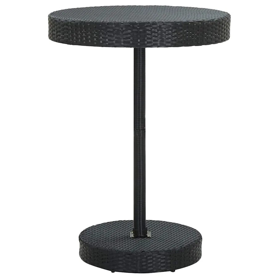 Ensemble de bar jardin 5 pcs noir poly rotin/bois massif acacia - 5