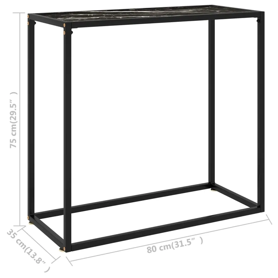 Table console Noir 80x35x75 cm Verre trempé - 6