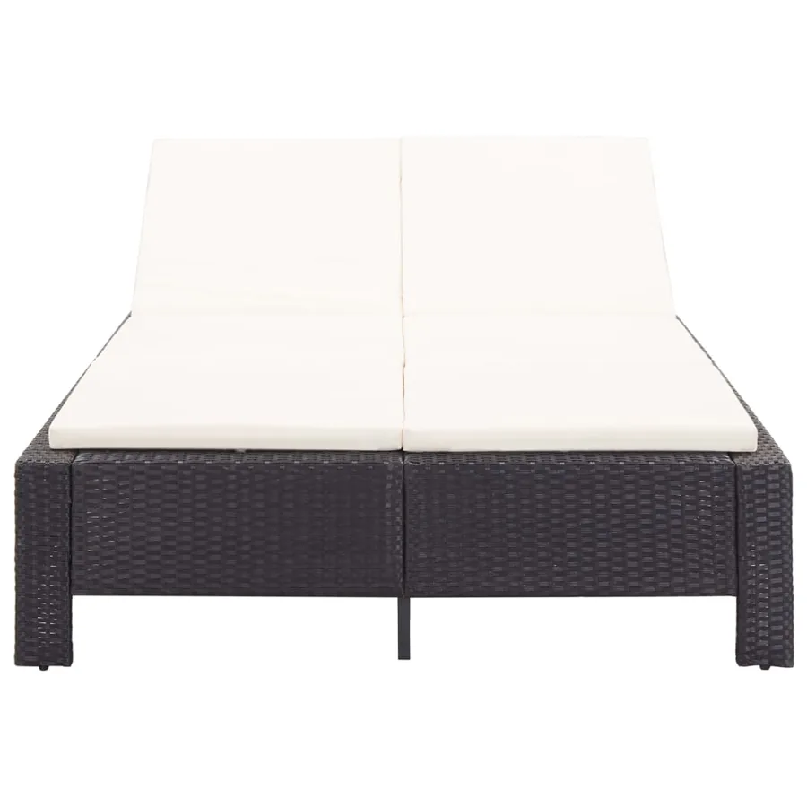 Transat à 2 places avec coussin Noir Résine tressée - 2