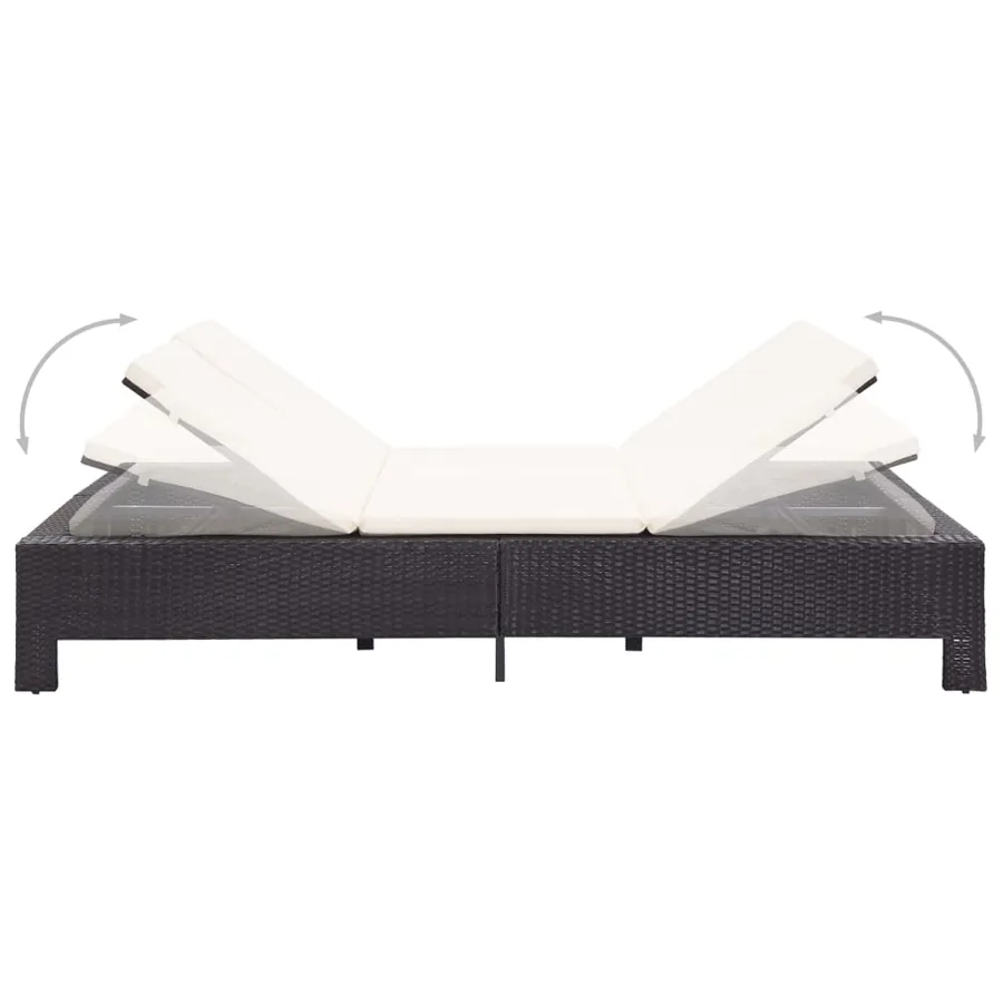 Transat à 2 places avec coussin Noir Résine tressée - 5