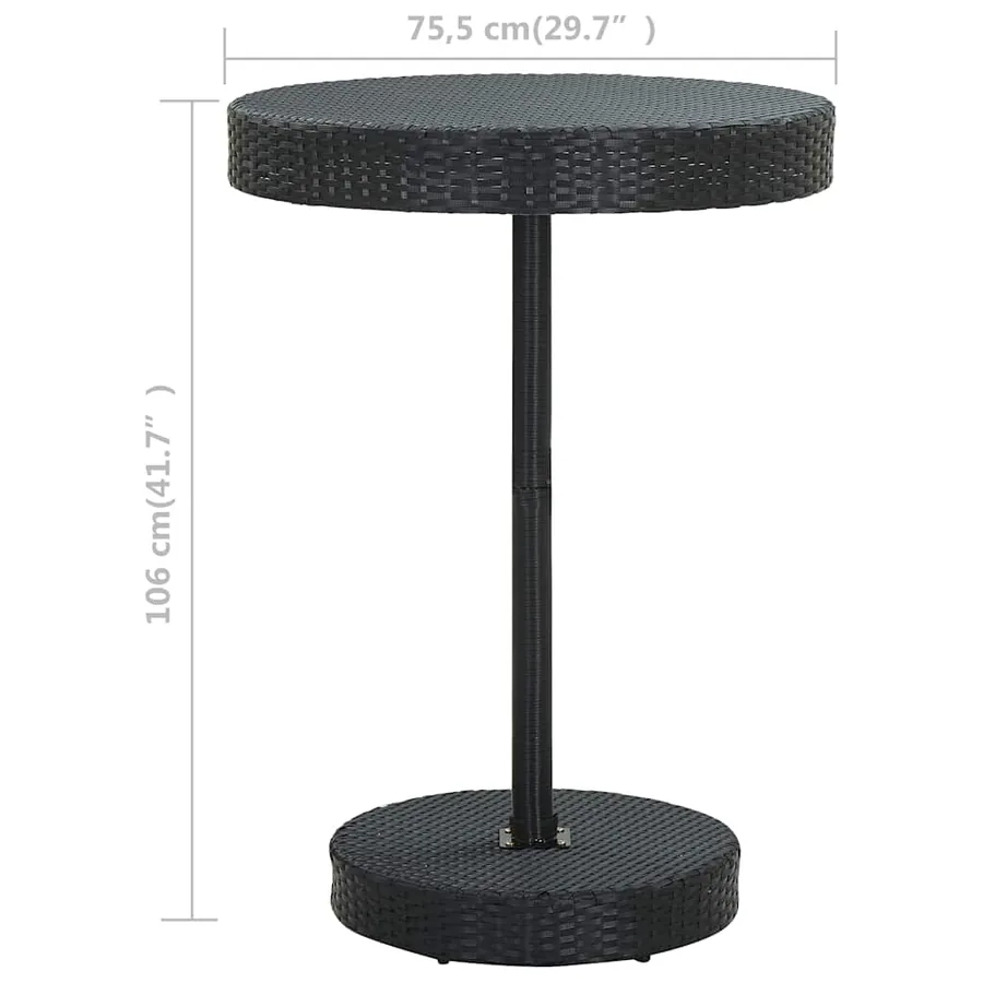 Table de jardin Noir 75,5x106 cm Résine tressée - 4