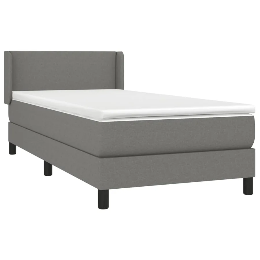 Sommier à lattes de lit avec matelas Gris foncé 90x200 cm Tissu - 3