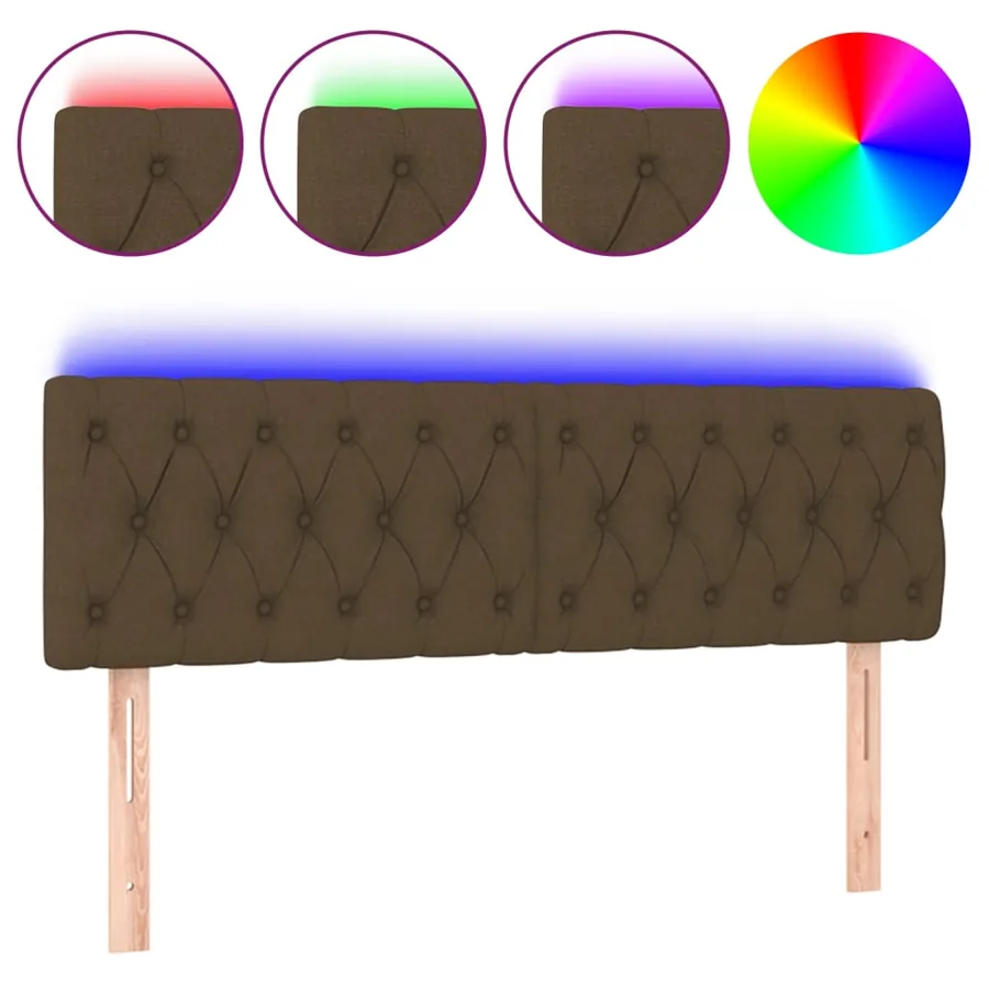 Tête de lit à LED Marron foncé 160x7x78/88 cm Tissu - 2
