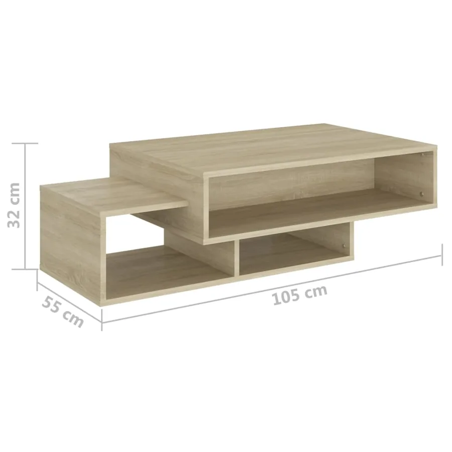 Table basse Chêne sonoma 105x55x32 cm Bois d’ingénierie - 7