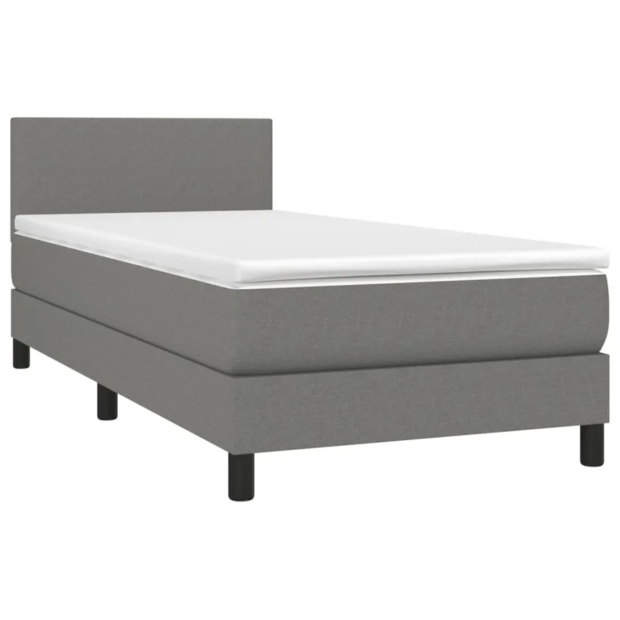 Sommier à lattes de lit avec matelas et LED Gris foncé 90x200cm - 3