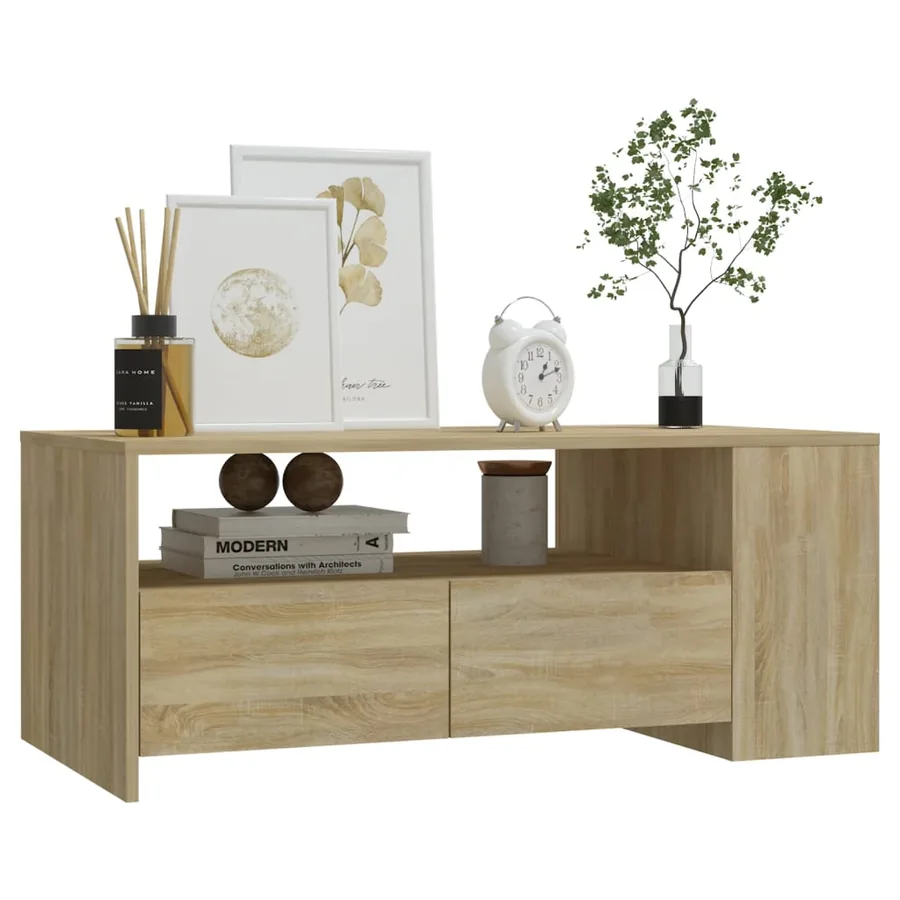 Table basse chêne sonoma 102x55x42 cm bois d'ingénierie - 6