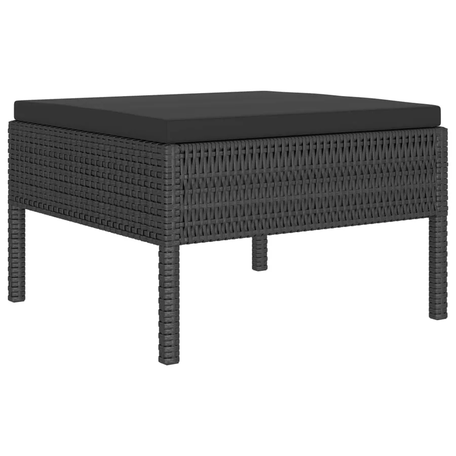 Salon de jardin 4 pcs avec coussins Résine tressée Noir - 4