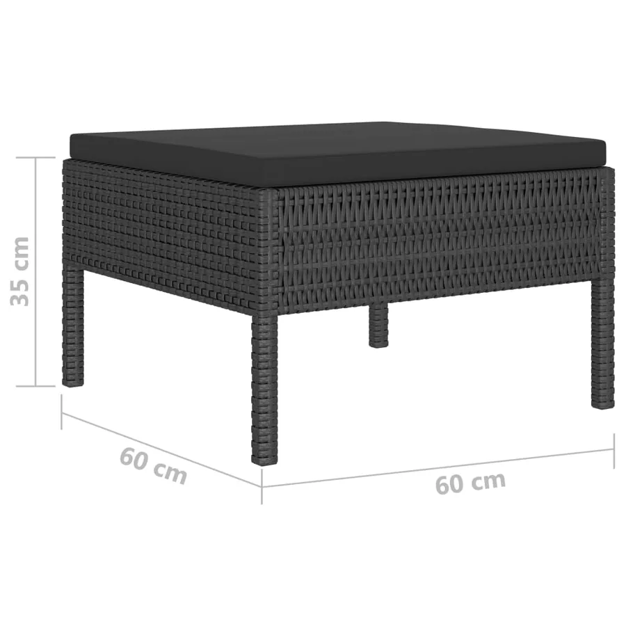 Salon de jardin 4 pcs avec coussins Résine tressée Noir - 6