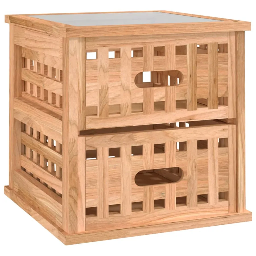 Table de chevet 34x34x34 cm Bois massif de noyer - 2