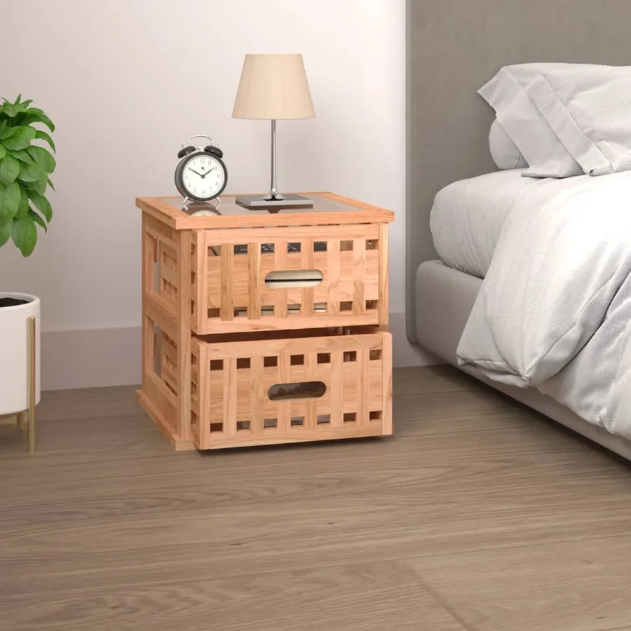 Table de chevet 34x34x34 cm Bois massif de noyer - 3
