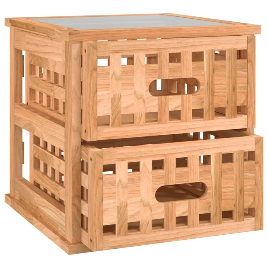 Table de chevet 34x34x34 cm Bois massif de noyer - 4