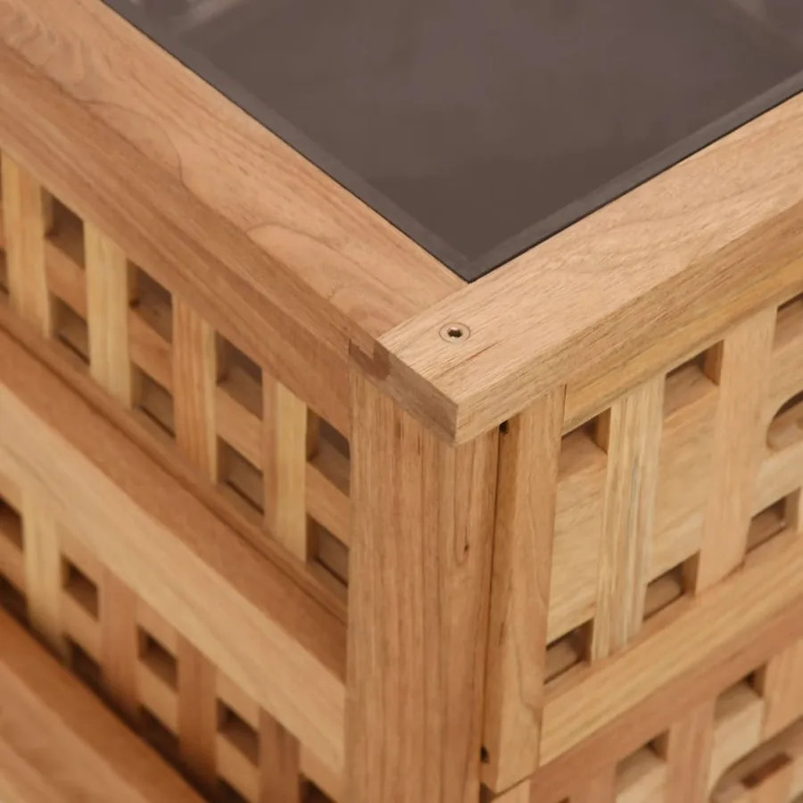 Table de chevet 34x34x34 cm Bois massif de noyer - 7