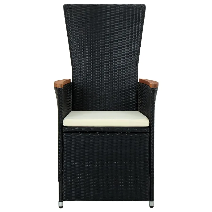 Ensemble à manger d'extérieur 9pcs coussins résine tressée noir - 11