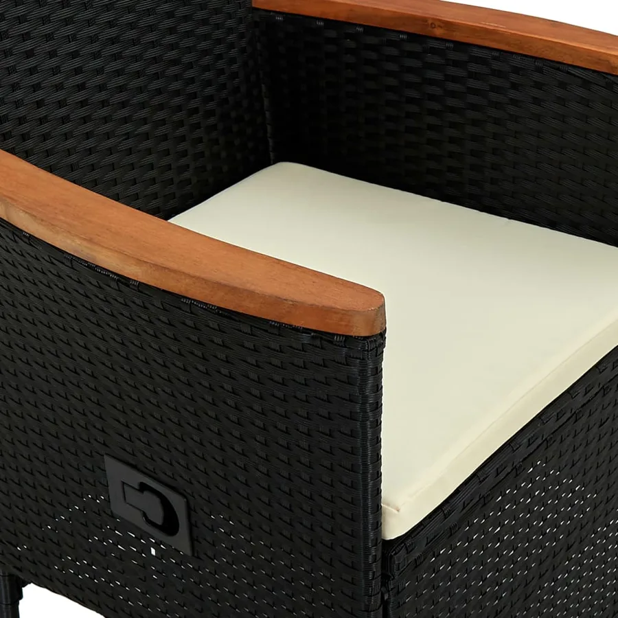 Ensemble à manger d'extérieur 9pcs coussins résine tressée noir - 13