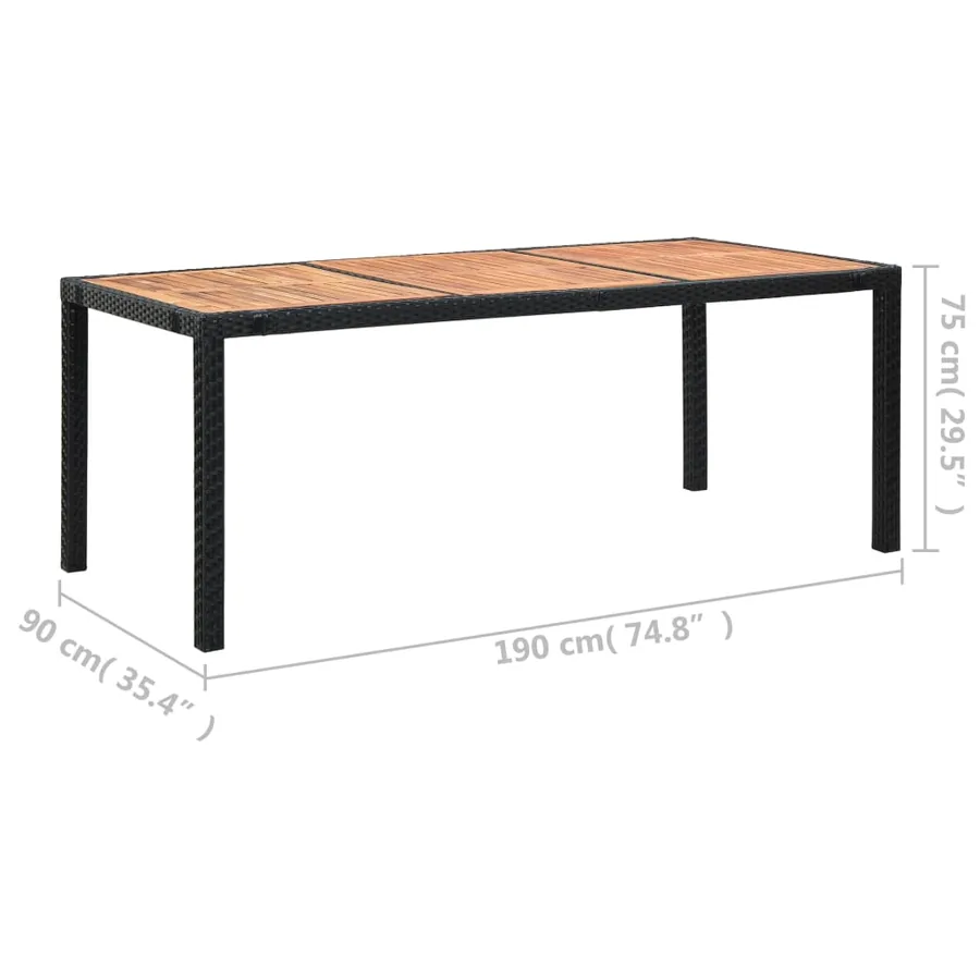 Ensemble à manger d'extérieur 9pcs coussins résine tressée noir - 14
