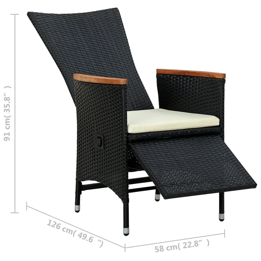 Ensemble à manger d'extérieur 9pcs coussins résine tressée noir - 16