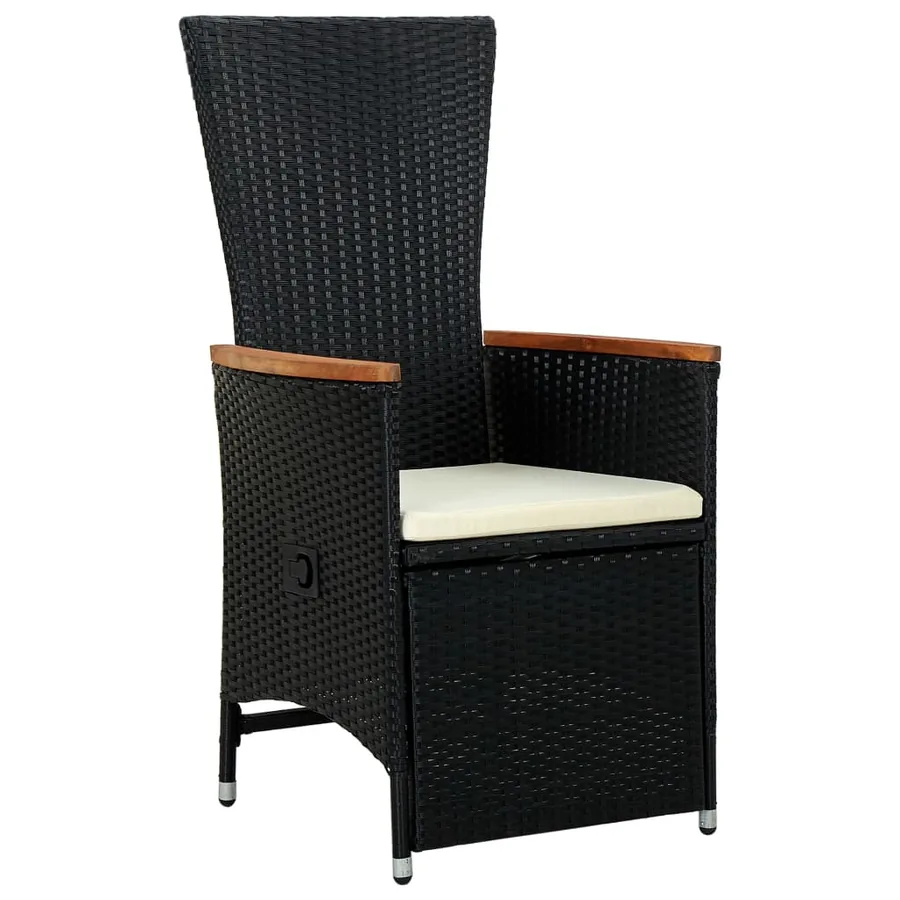 Ensemble à manger d'extérieur 9pcs coussins résine tressée noir - 9