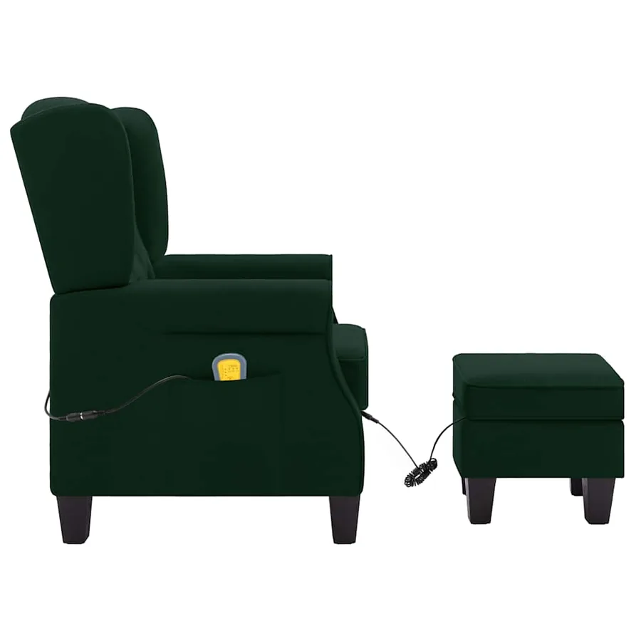 Fauteuil de massage avec repose-pied vert foncé tissu - 4
