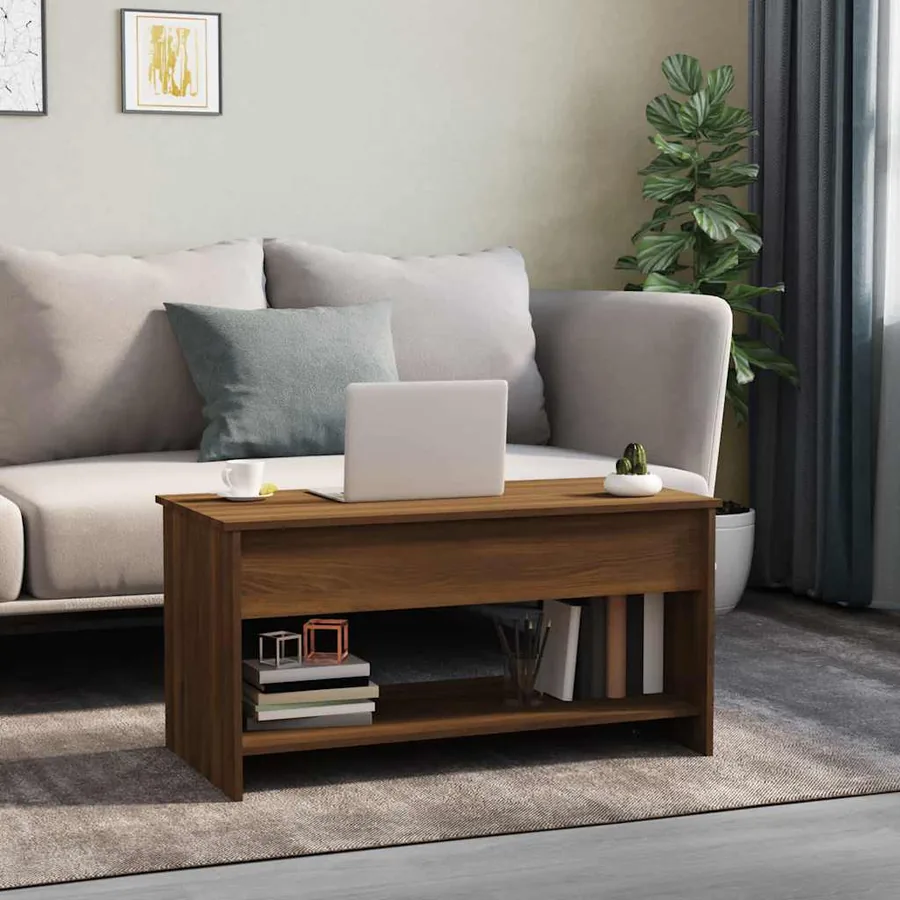 Table basse Chêne marron 102x50x52,5 cm Bois d'ingénierie - 3