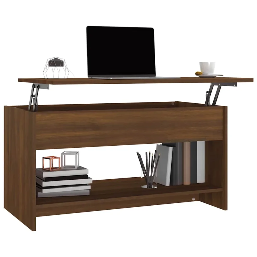 Table basse Chêne marron 102x50x52,5 cm Bois d'ingénierie - 4