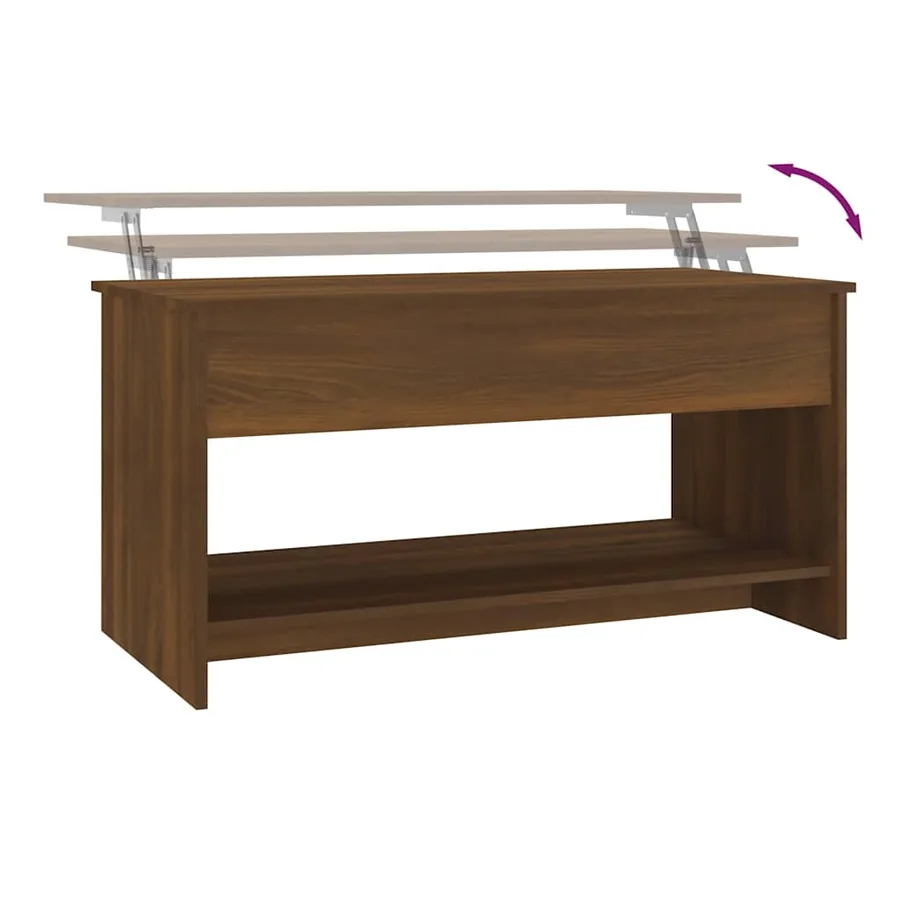 Table basse Chêne marron 102x50x52,5 cm Bois d'ingénierie - 8