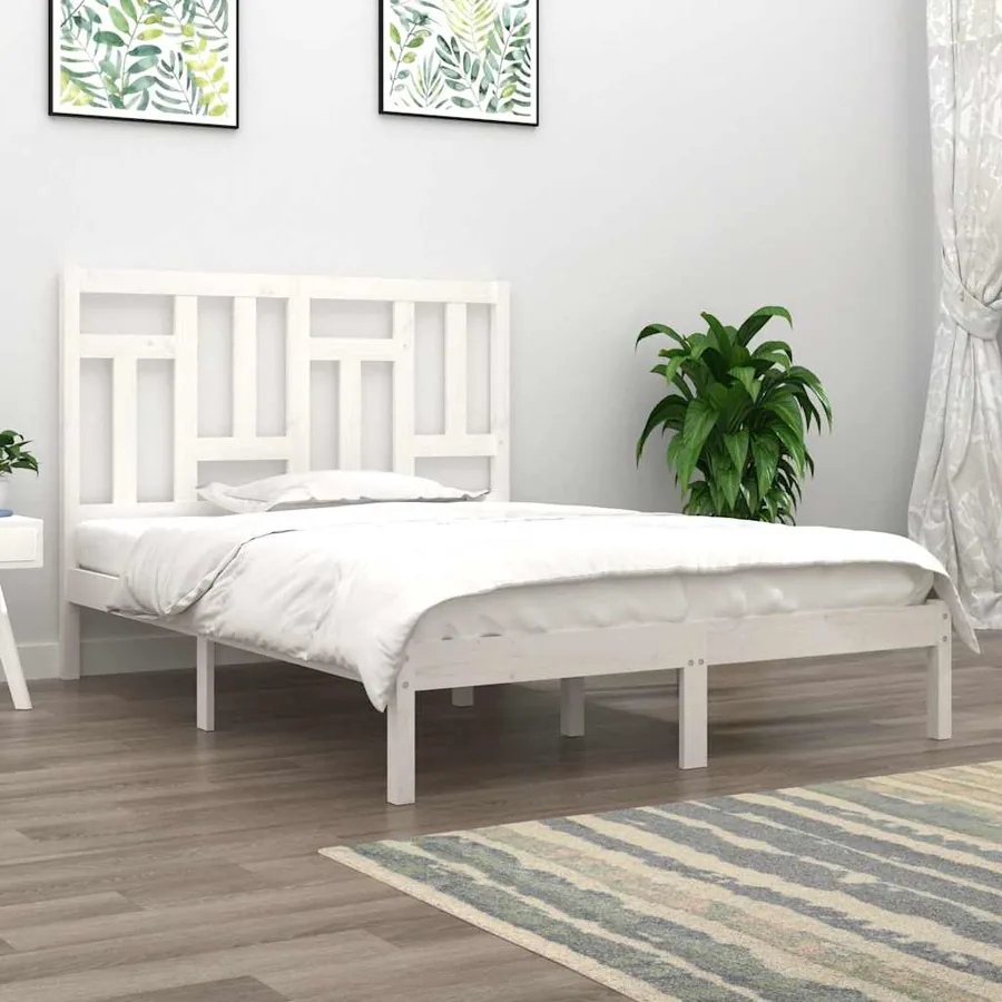 Cadre de lit sans matelas blanc 140x190 cm bois de pin massif