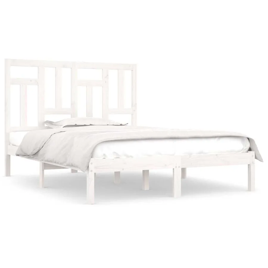 Cadre de lit sans matelas blanc 140x190 cm bois de pin massif - 2