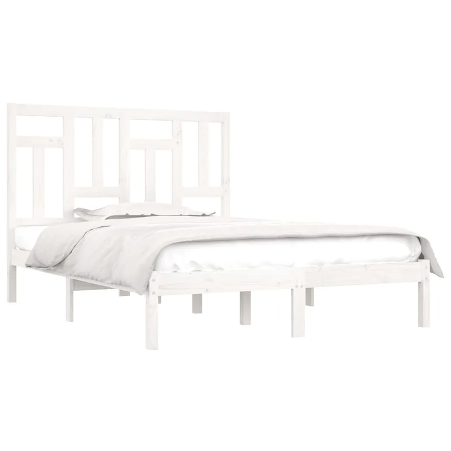 Cadre de lit sans matelas blanc 140x190 cm bois de pin massif - 3